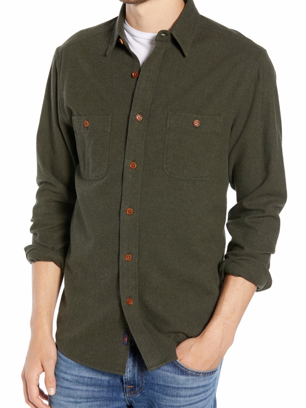 Faherty - Alpine brushed flannel in Olive